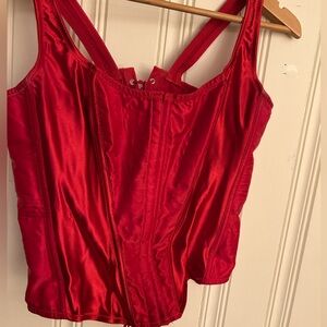 Fredericks of Hollywood Red Corset Bustier Garters Cincher Shaper Size 1X